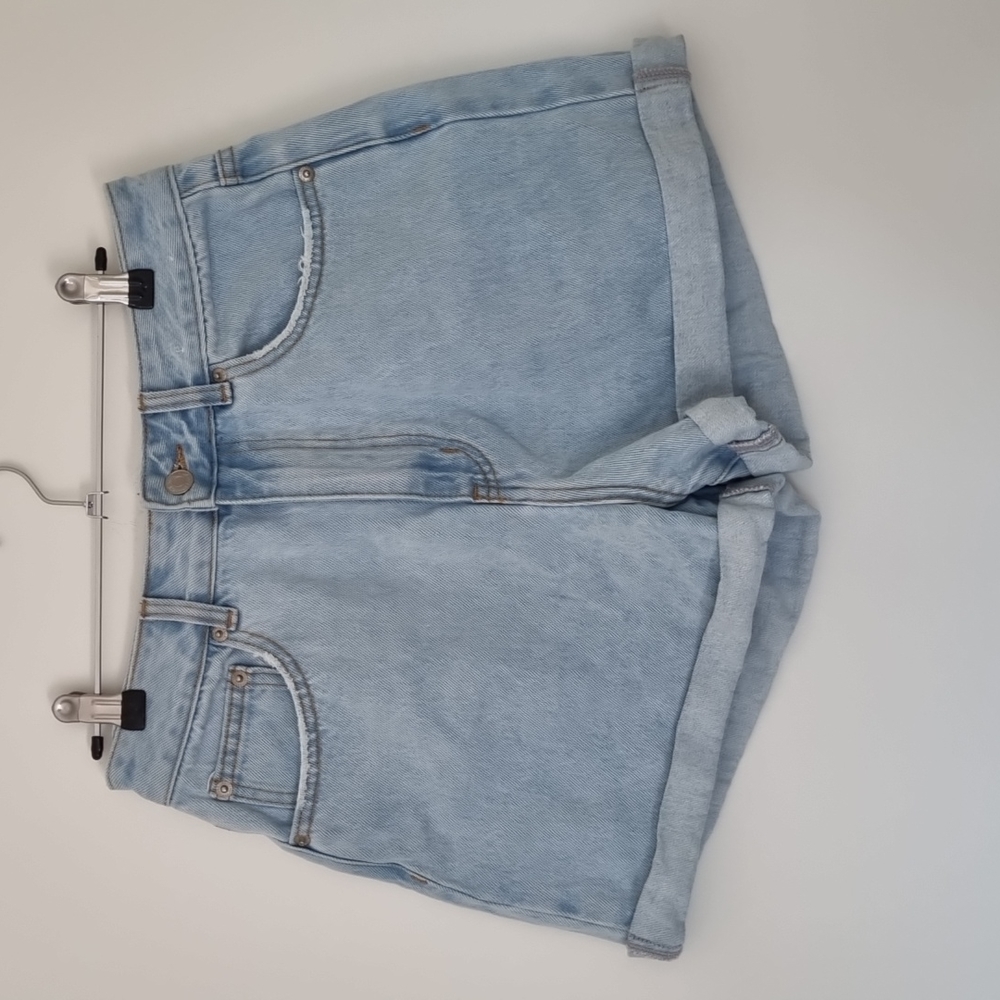 Glassons, blue denim high waist jean shorts, size 10 - Picture 1 of 7